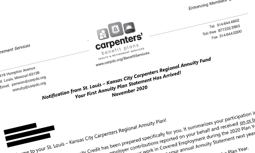 News Article First Annuity Statements Are In The Mail St Louis Kansas City Carpenters Regional Council